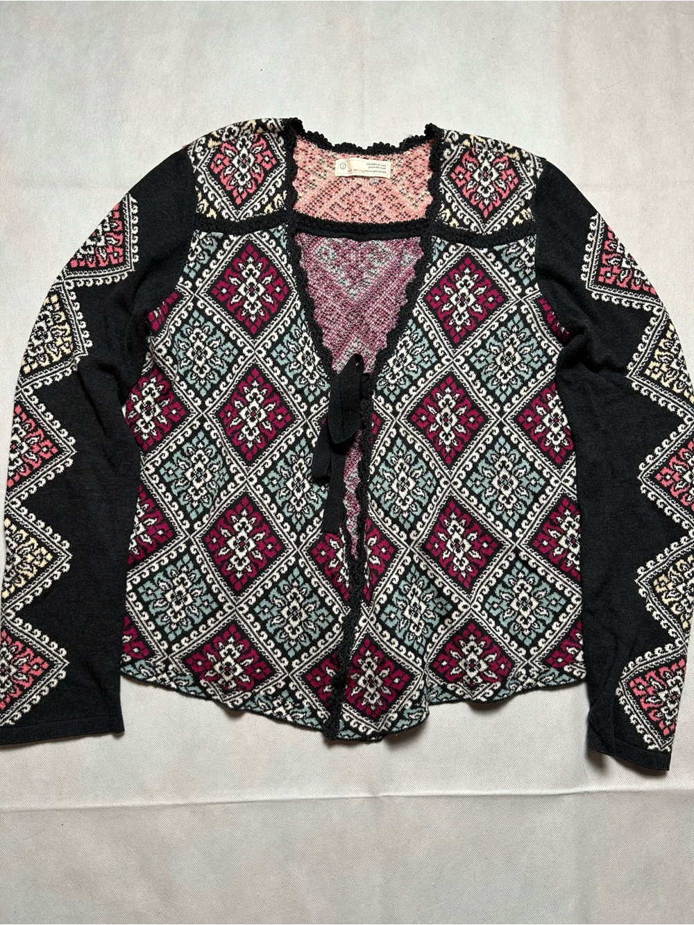 Odd Molly tie front bohemian cardigan sweater size small